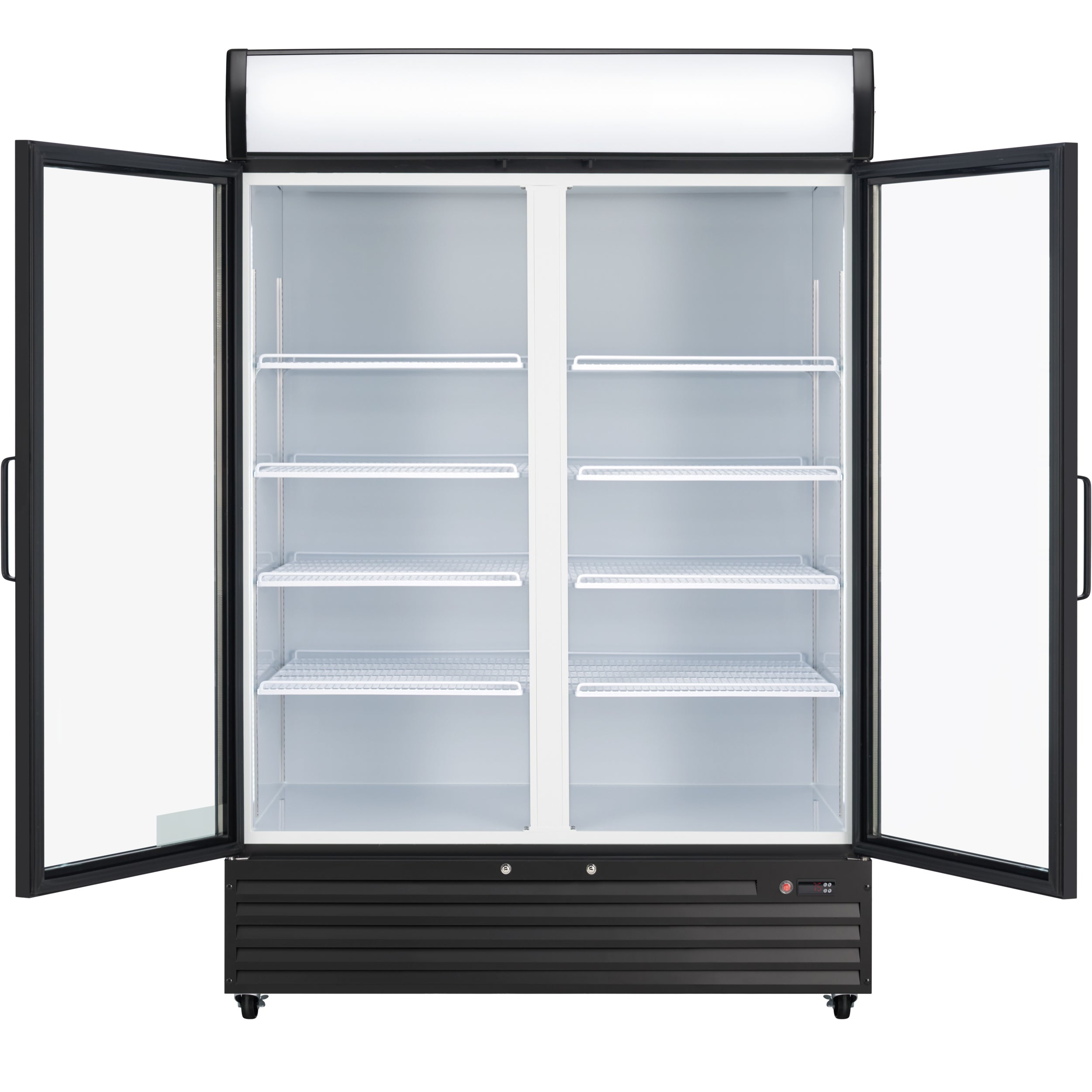 52" Black Swing Commercial Glass Door Merchandiser Refrigerator - 48 cu ft