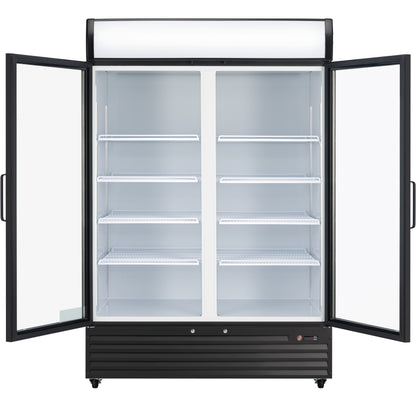52" Black Swing Commercial Glass Door Merchandiser Refrigerator - 48 cu ft