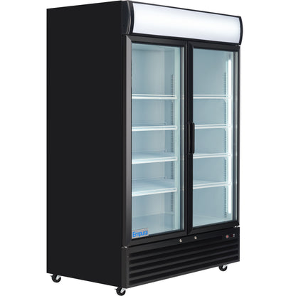 52" Black Swing Commercial Glass Door Merchandiser Refrigerator - 48 cu ft