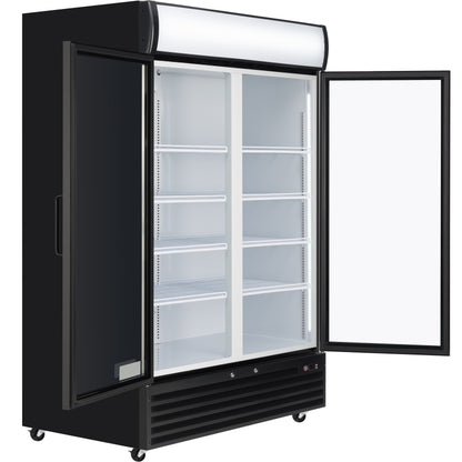 52" Black Swing Commercial Glass Door Merchandiser Refrigerator - 48 cu ft