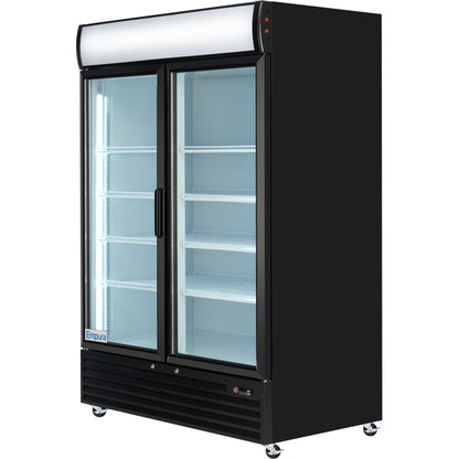 52" Black Swing Commercial Glass Door Merchandiser Refrigerator - 48 cu ft
