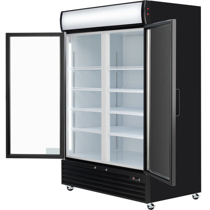 52" Black Swing Commercial Glass Door Merchandiser Refrigerator - 48 cu ft