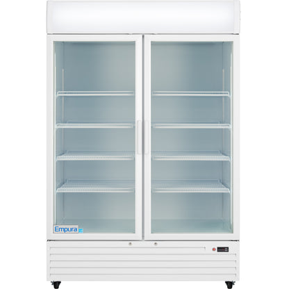 52" White Swing Commercial Glass Door Merchandiser Refrigerator - 48 cu ft