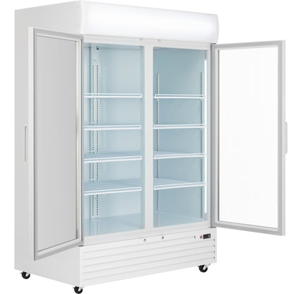 52" White Swing Commercial Glass Door Merchandiser Refrigerator - 48 cu ft