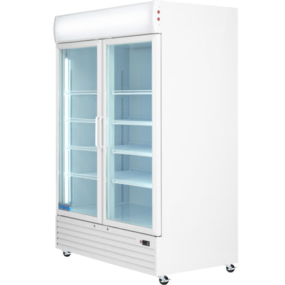 52" White Swing Commercial Glass Door Merchandiser Refrigerator - 48 cu ft