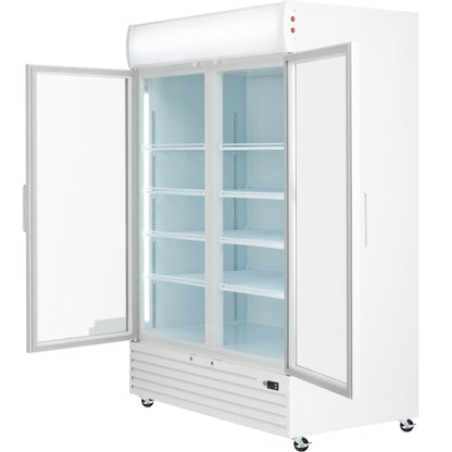 52" White Swing Commercial Glass Door Merchandiser Refrigerator - 48 cu ft