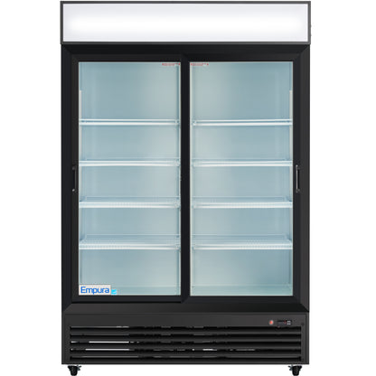 52" Black Sliding Commercial Glass Door Merchandiser Refrigerator - 48 cu ft