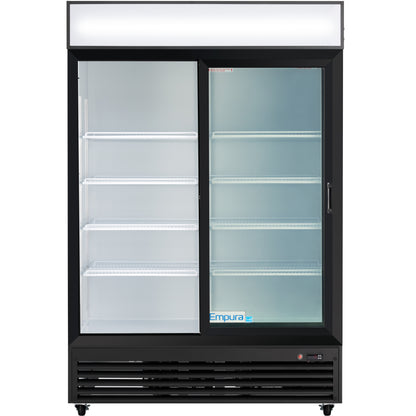 52" Black Sliding Commercial Glass Door Merchandiser Refrigerator - 48 cu ft