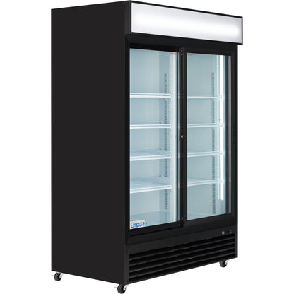 52" Black Sliding Commercial Glass Door Merchandiser Refrigerator - 48 cu ft