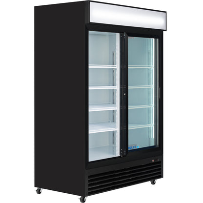 52" Black Sliding Commercial Glass Door Merchandiser Refrigerator - 48 cu ft