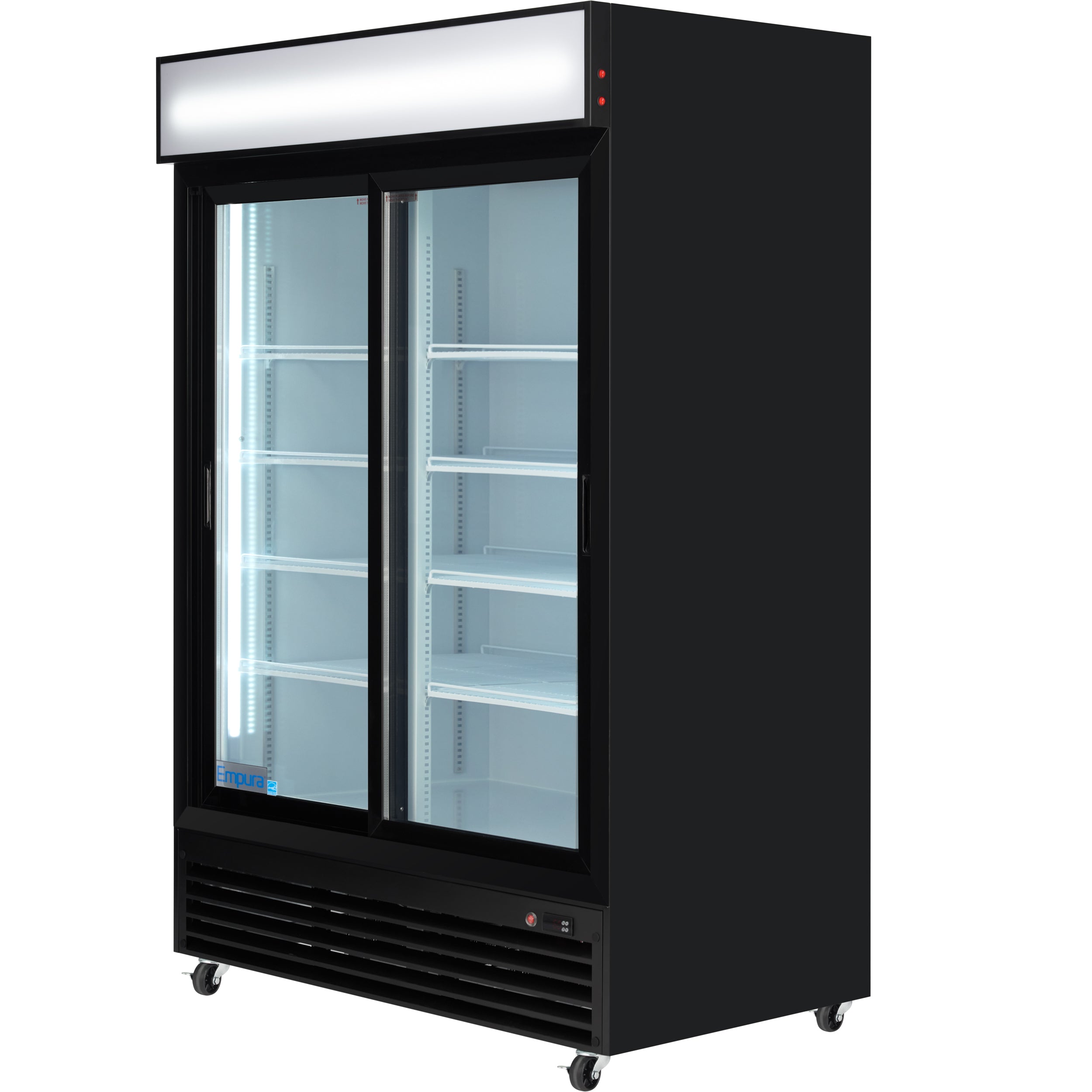52" Black Sliding Commercial Glass Door Merchandiser Refrigerator - 48 cu ft