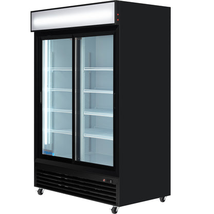 52" Black Sliding Commercial Glass Door Merchandiser Refrigerator - 48 cu ft