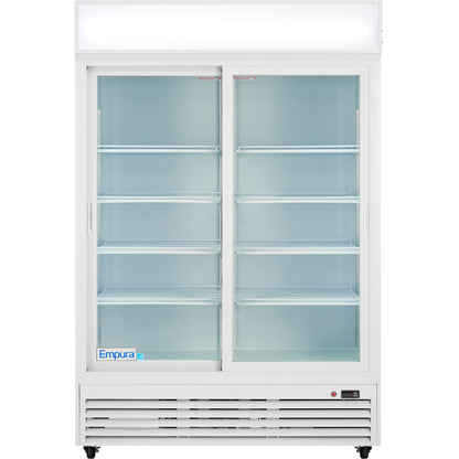 52" White Sliding Commercial Glass Door Merchandiser Refrigerator - 48 cu ft