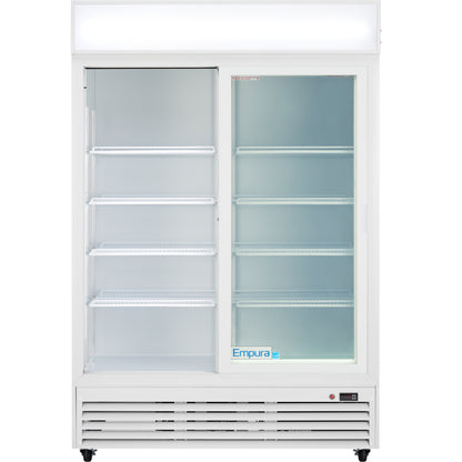 52" White Sliding Commercial Glass Door Merchandiser Refrigerator - 48 cu ft