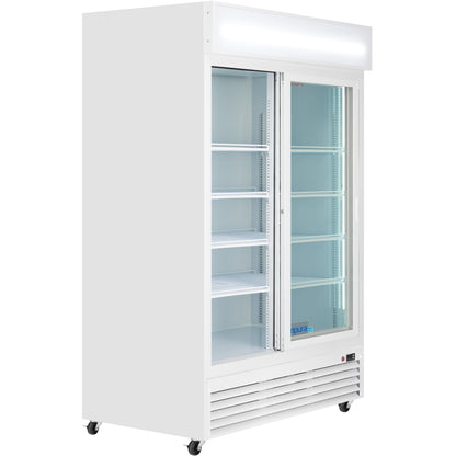 52" White Sliding Commercial Glass Door Merchandiser Refrigerator - 48 cu ft