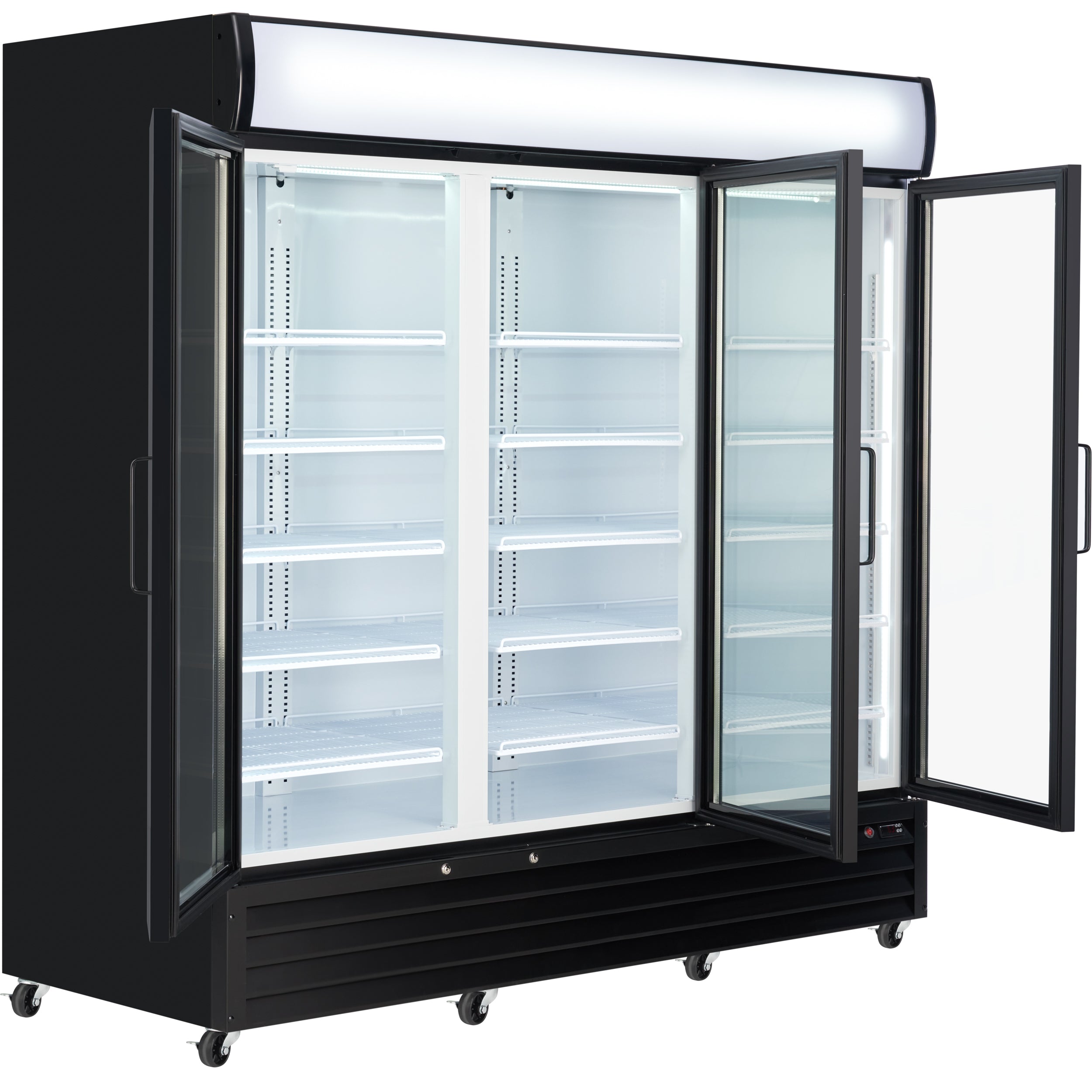 78" Black Swing Commercial Glass Door Merchandiser Refrigerator - 67 cu ft