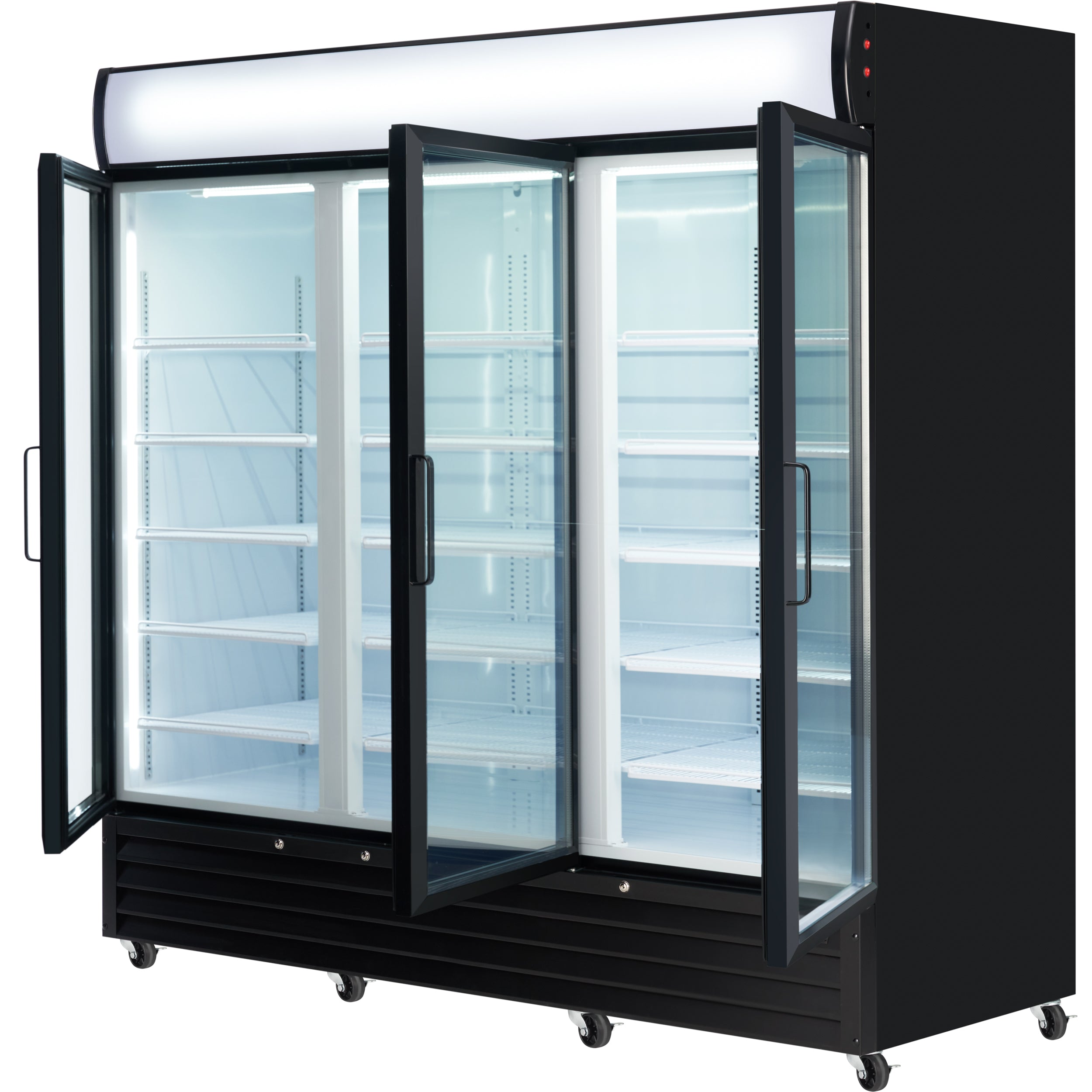 78" Black Swing Commercial Glass Door Merchandiser Refrigerator - 67 cu ft