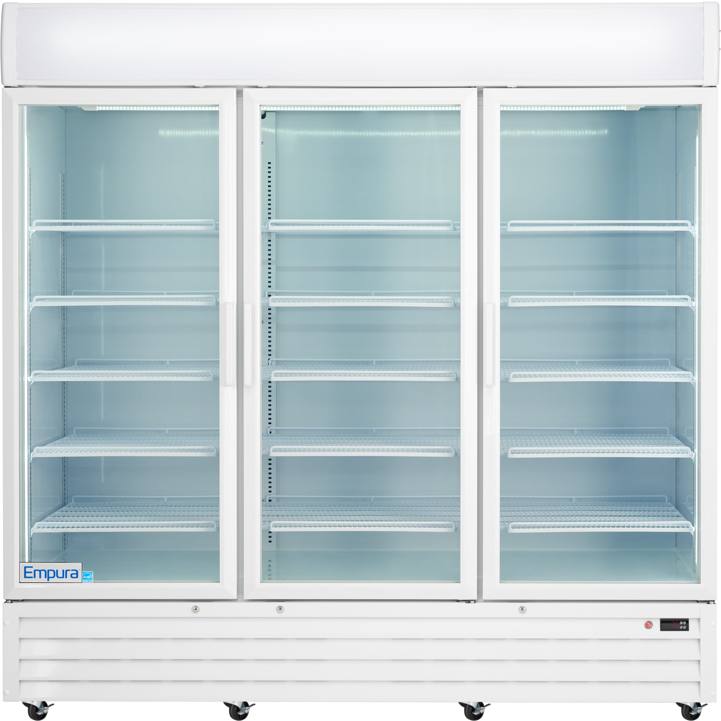 78" White Swing Commercial Glass Door Merchandiser Refrigerator - 67 cu ft