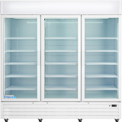 78" White Swing Commercial Glass Door Merchandiser Refrigerator - 67 cu ft