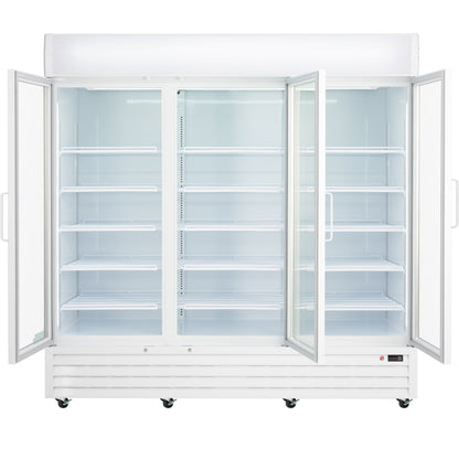 78" White Swing Commercial Glass Door Merchandiser Refrigerator - 67 cu ft