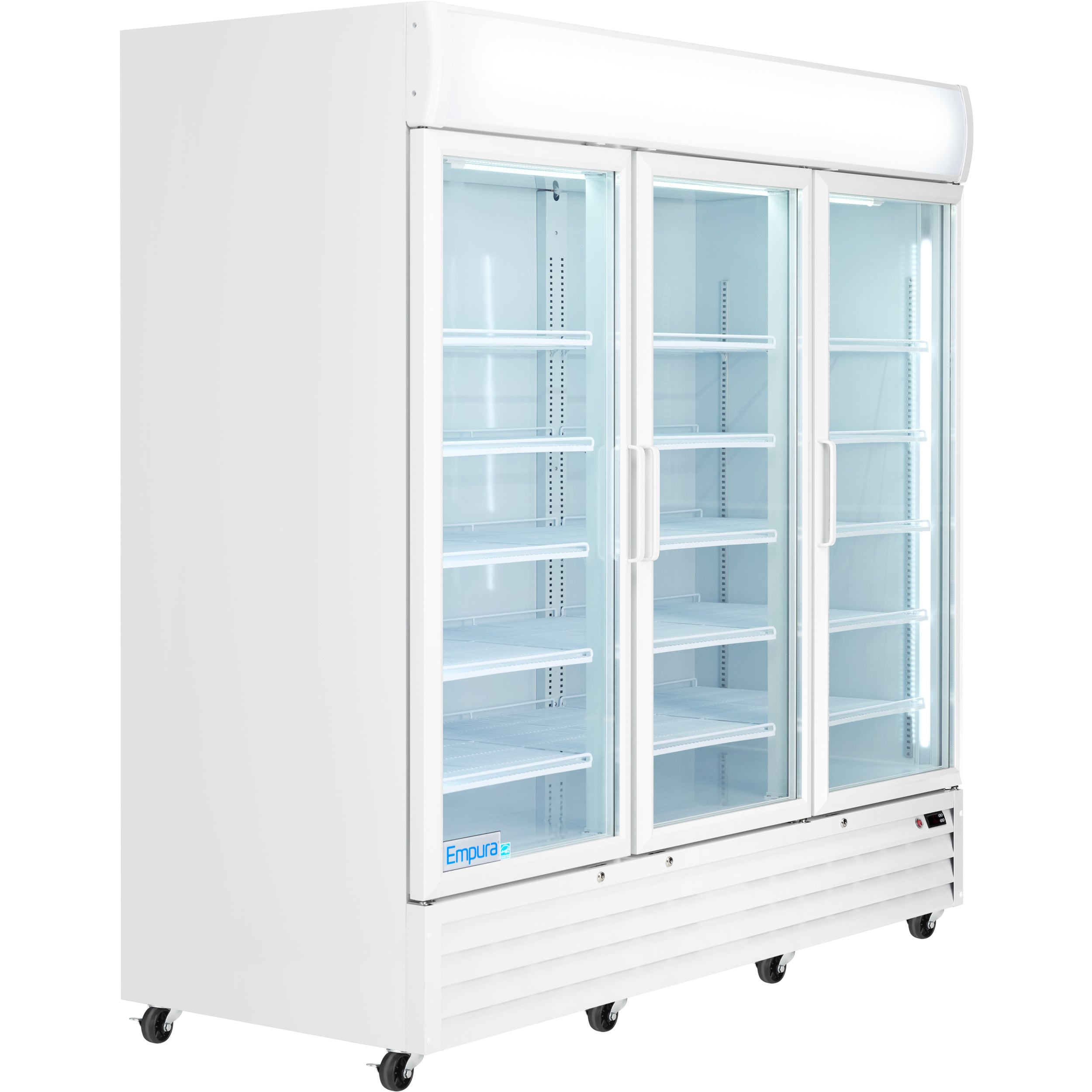 78" White Swing Commercial Glass Door Merchandiser Refrigerator - 67 cu ft