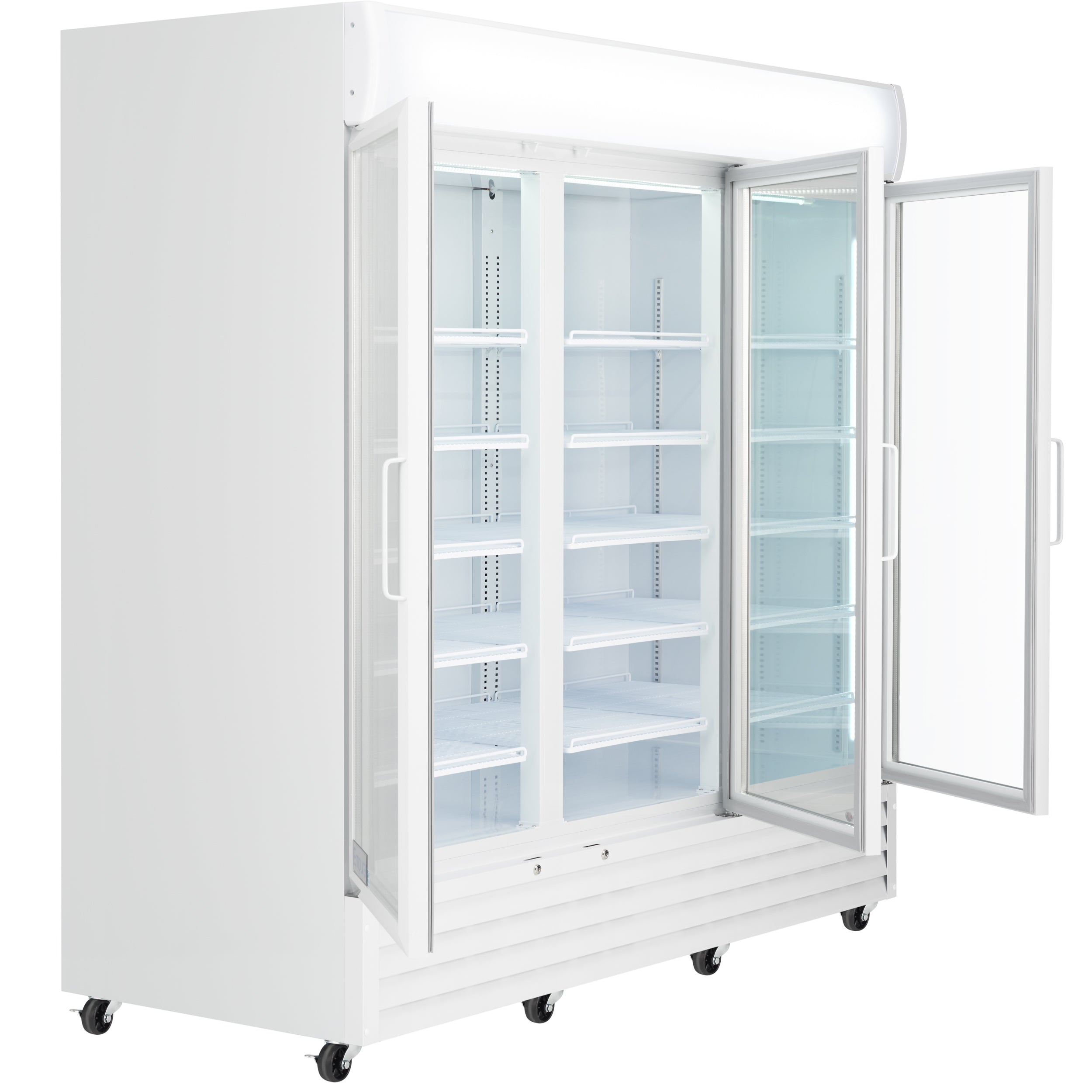 78" White Swing Commercial Glass Door Merchandiser Refrigerator - 67 cu ft