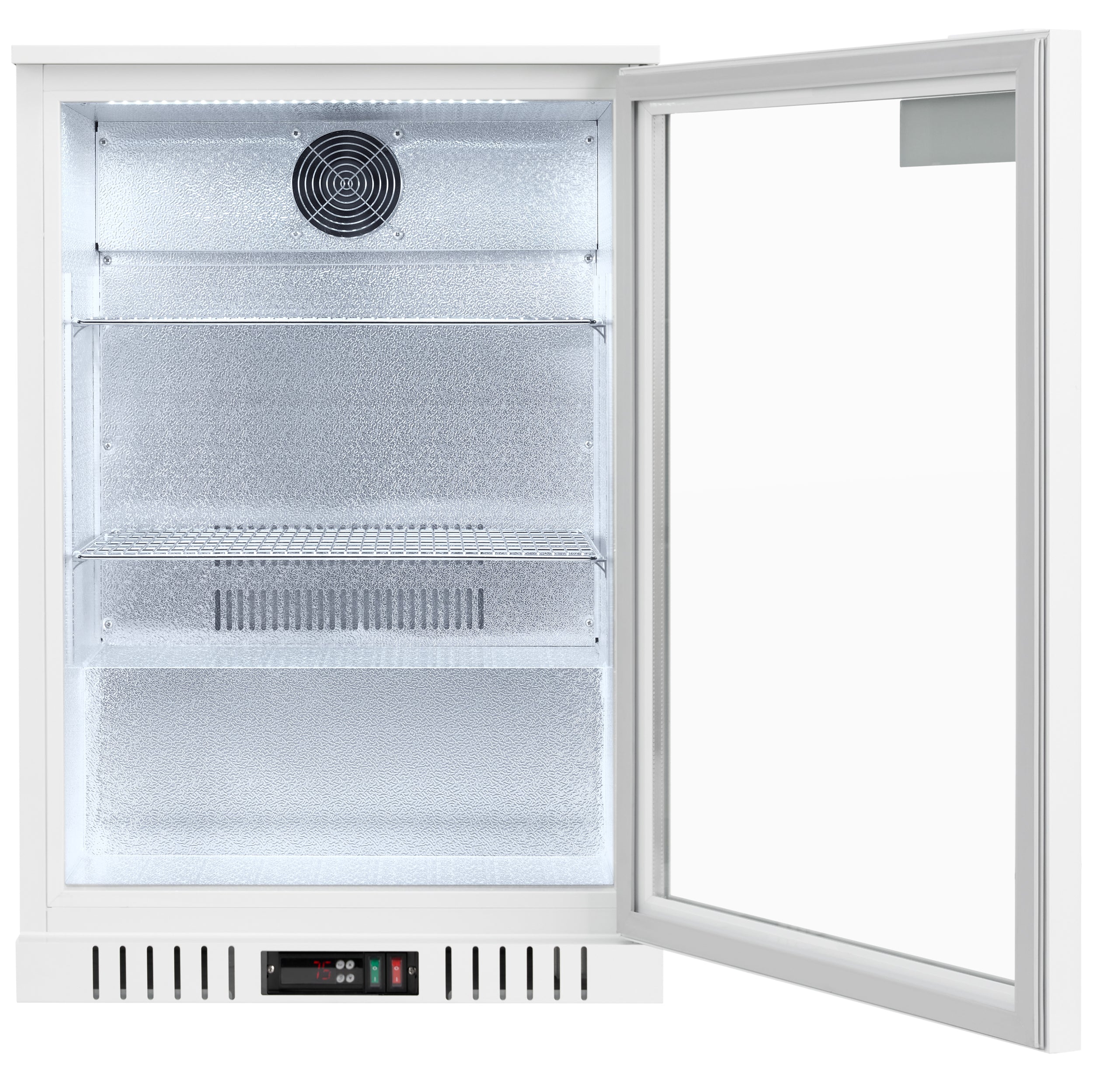 24" Countertop White Swing Commercial Glass Door Merchandiser Refrigerator - 5 cu ft