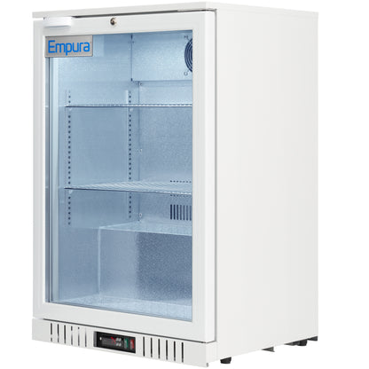 24" Countertop White Swing Commercial Glass Door Merchandiser Refrigerator - 5 cu ft