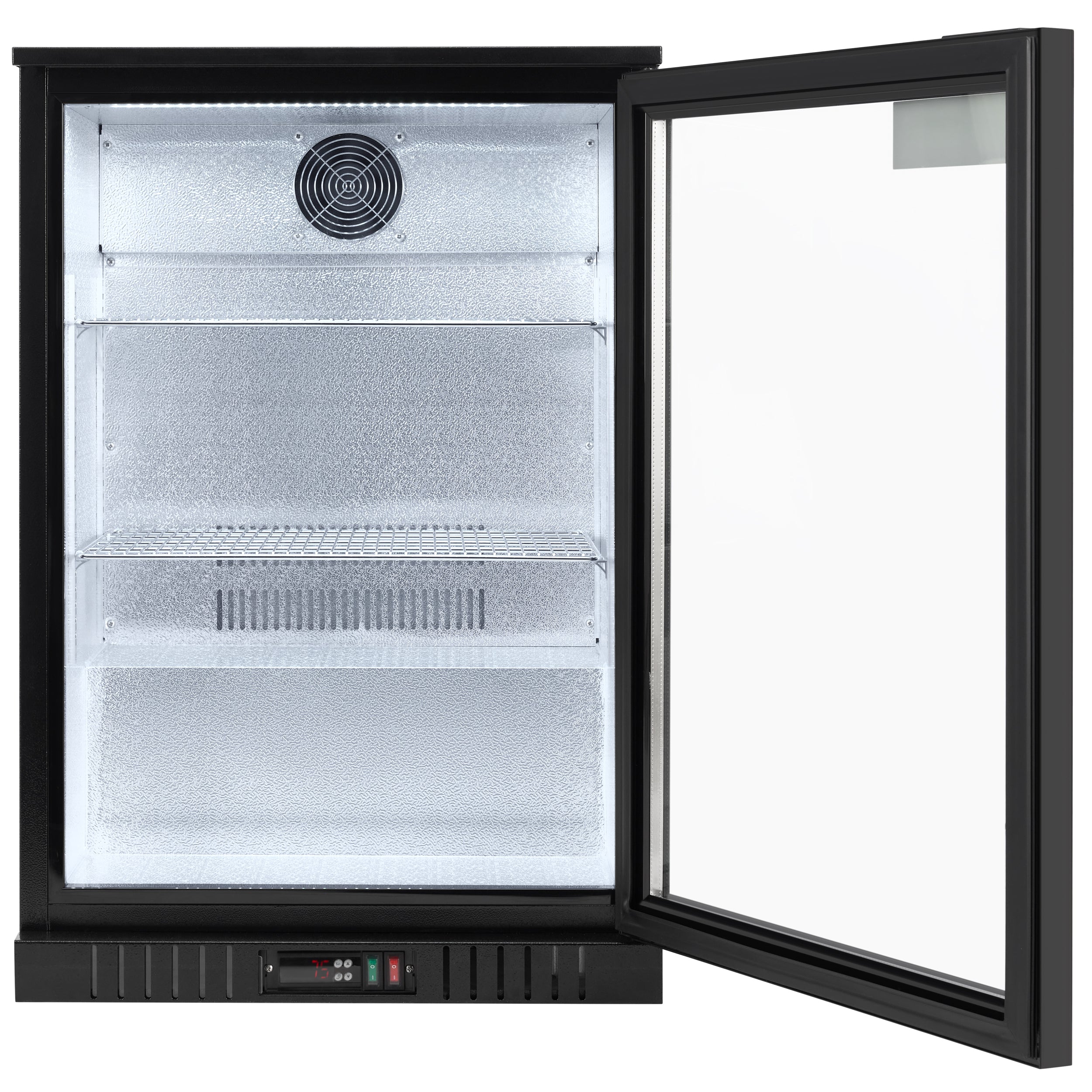 24" Countertop Black Swing Commercial Glass Door Merchandiser Refrigerator - 5 cu ft