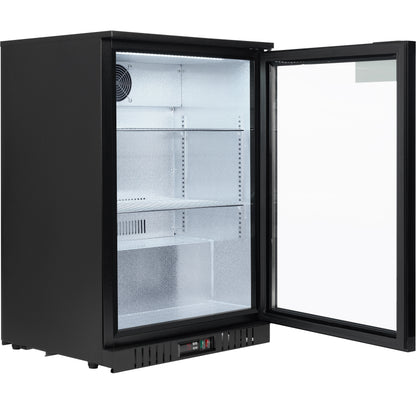 24" Countertop Black Swing Commercial Glass Door Merchandiser Refrigerator - 5 cu ft