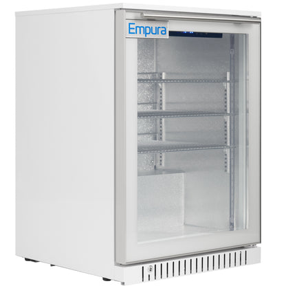 24" Undercounter White Swing Commercial Glass Door Merchandiser Refrigerator - 6 cu ft