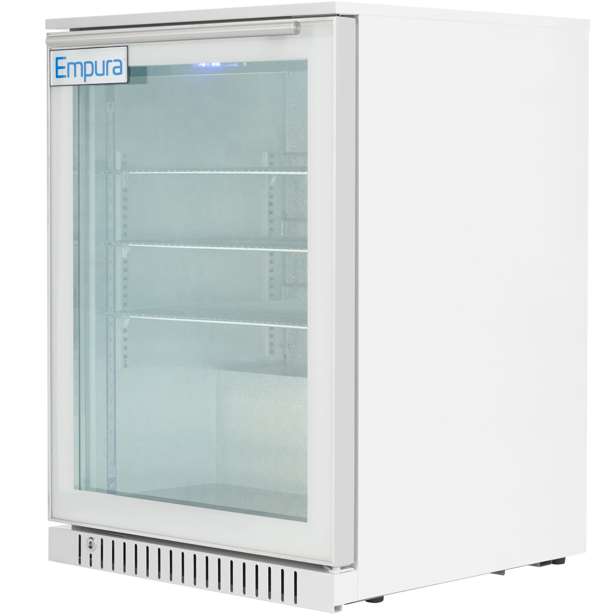 24" Undercounter White Swing Commercial Glass Door Merchandiser Refrigerator - 6 cu ft