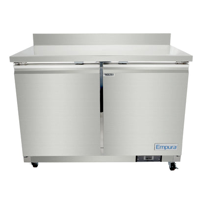 48" Two Door Commercial Work Top Undercounter Freezer