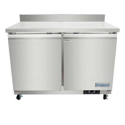 48" Two Door Commercial Work Top Undercounter Refrigerator