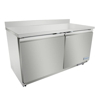 61" Two Door Commercial Work Top Undercounter Freezer