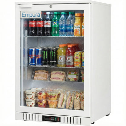 24" Countertop White Swing Commercial Glass Door Merchandiser Refrigerator - 5 cu ft