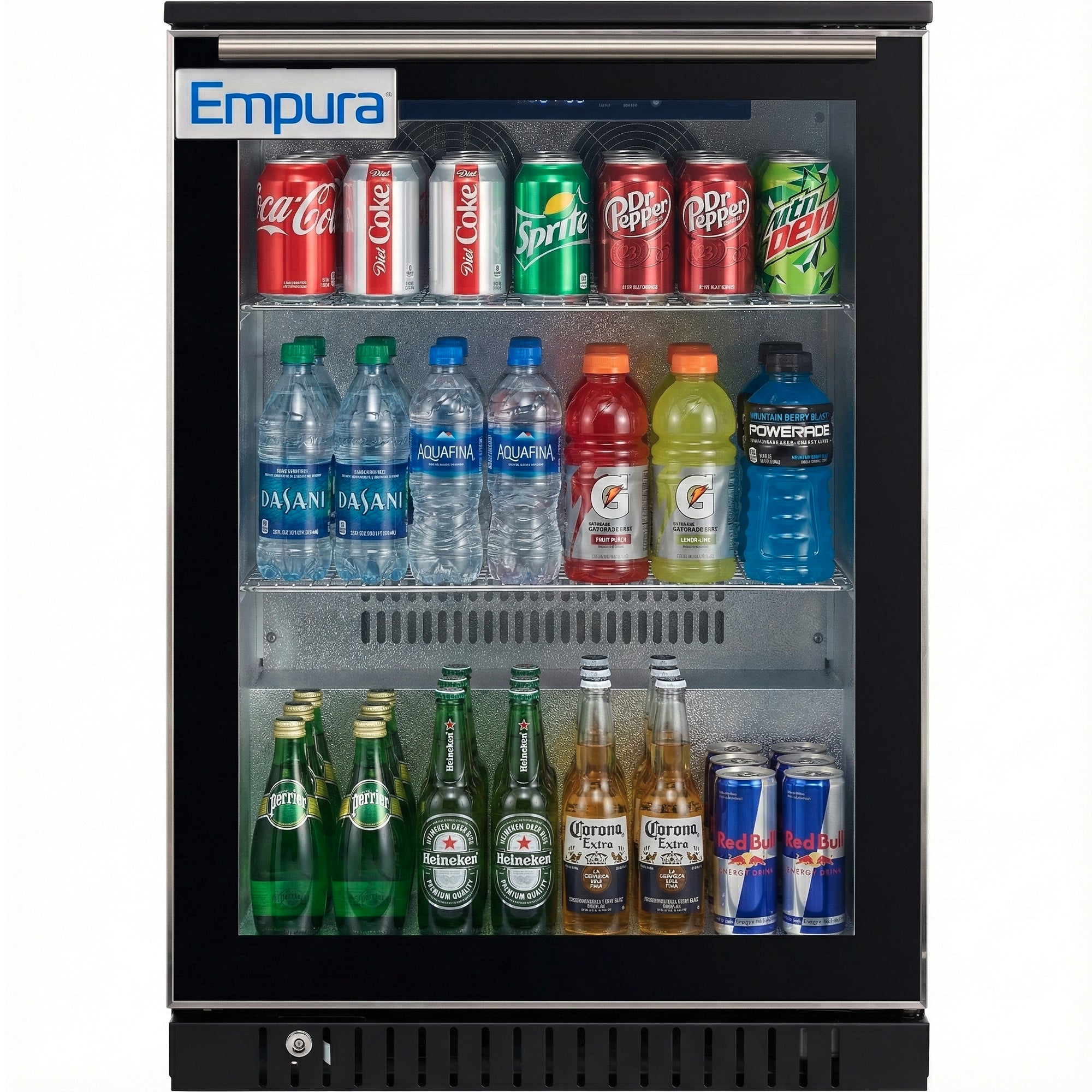 24" Undercounter Black Swing Commercial Glass Door Merchandiser Refrigerator - 6 cu ft