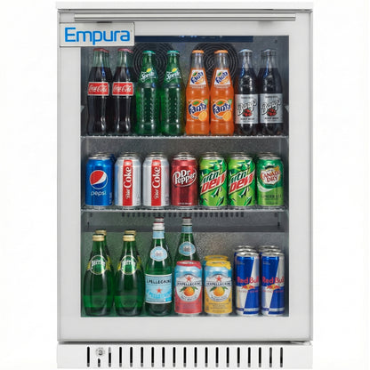 24" Undercounter White Swing Commercial Glass Door Merchandiser Refrigerator - 6 cu ft
