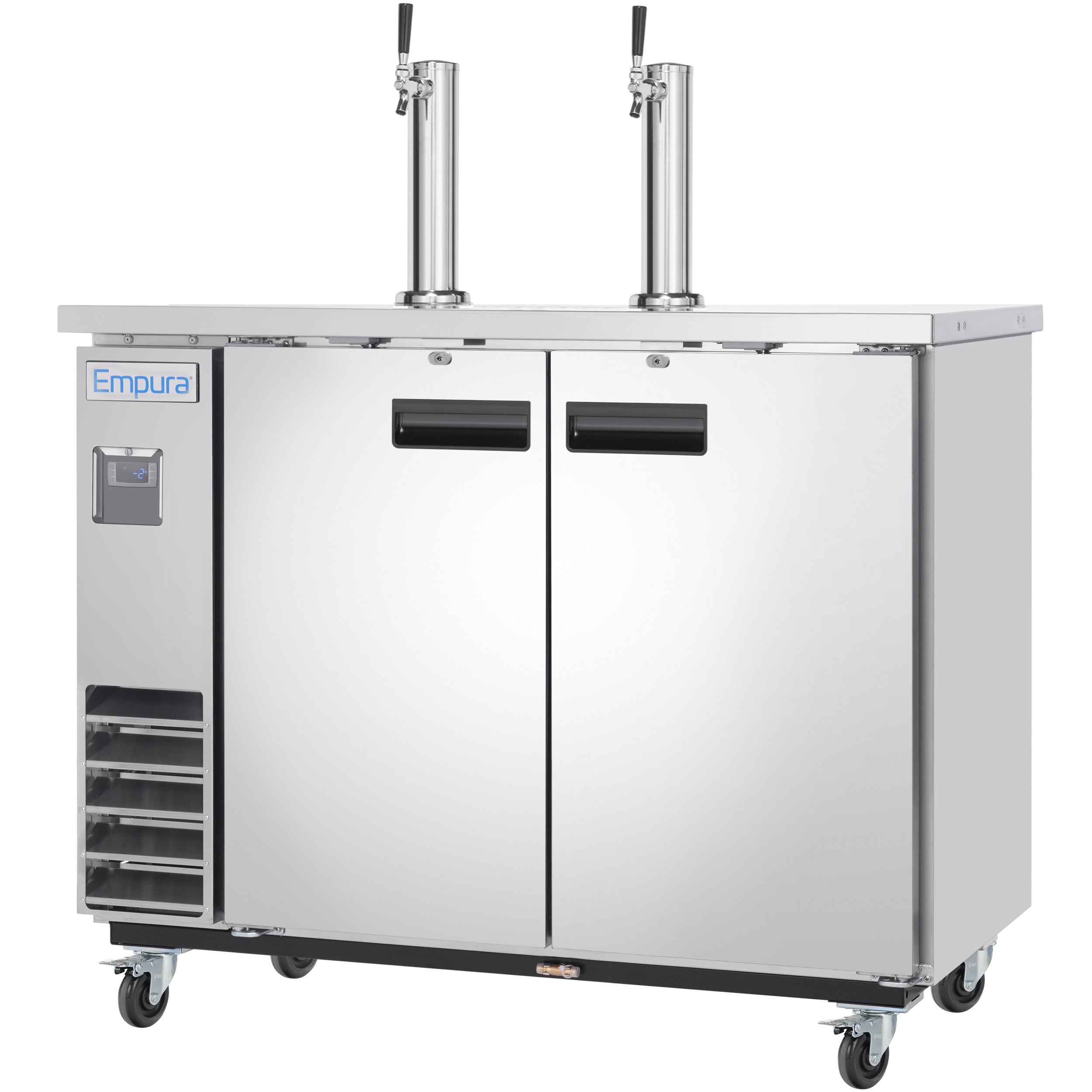 61" Dual Single Tap Commercial Kegerator Beer Dispenser - Stainless Steel, Holds (2) 1/2 Kegs