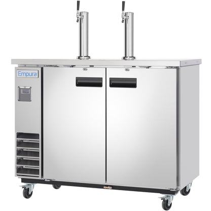 61" Dual Single Tap Commercial Kegerator Beer Dispenser - Stainless Steel, Holds (2) 1/2 Kegs