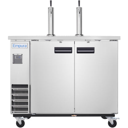 61" Dual Single Tap Commercial Kegerator Beer Dispenser - Stainless Steel, Holds (2) 1/2 Kegs