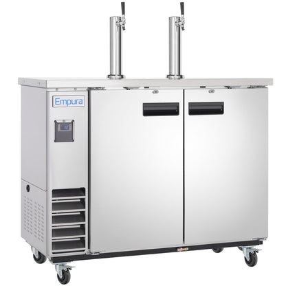 61" Dual Single Tap Commercial Kegerator Beer Dispenser - Stainless Steel, Holds (2) 1/2 Kegs