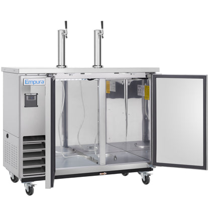 61" Dual Single Tap Commercial Kegerator Beer Dispenser - Stainless Steel, Holds (2) 1/2 Kegs