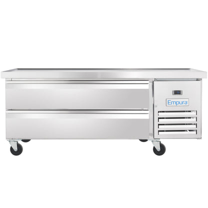 62" 2 Drawer Refrigerated Commercial Chef Base - 6" Depth Pan