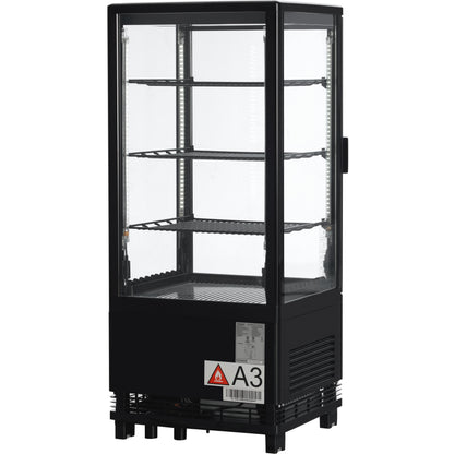 17" Black 1 Door Refrigerated Display Case Countertop - 2.8 cu ft