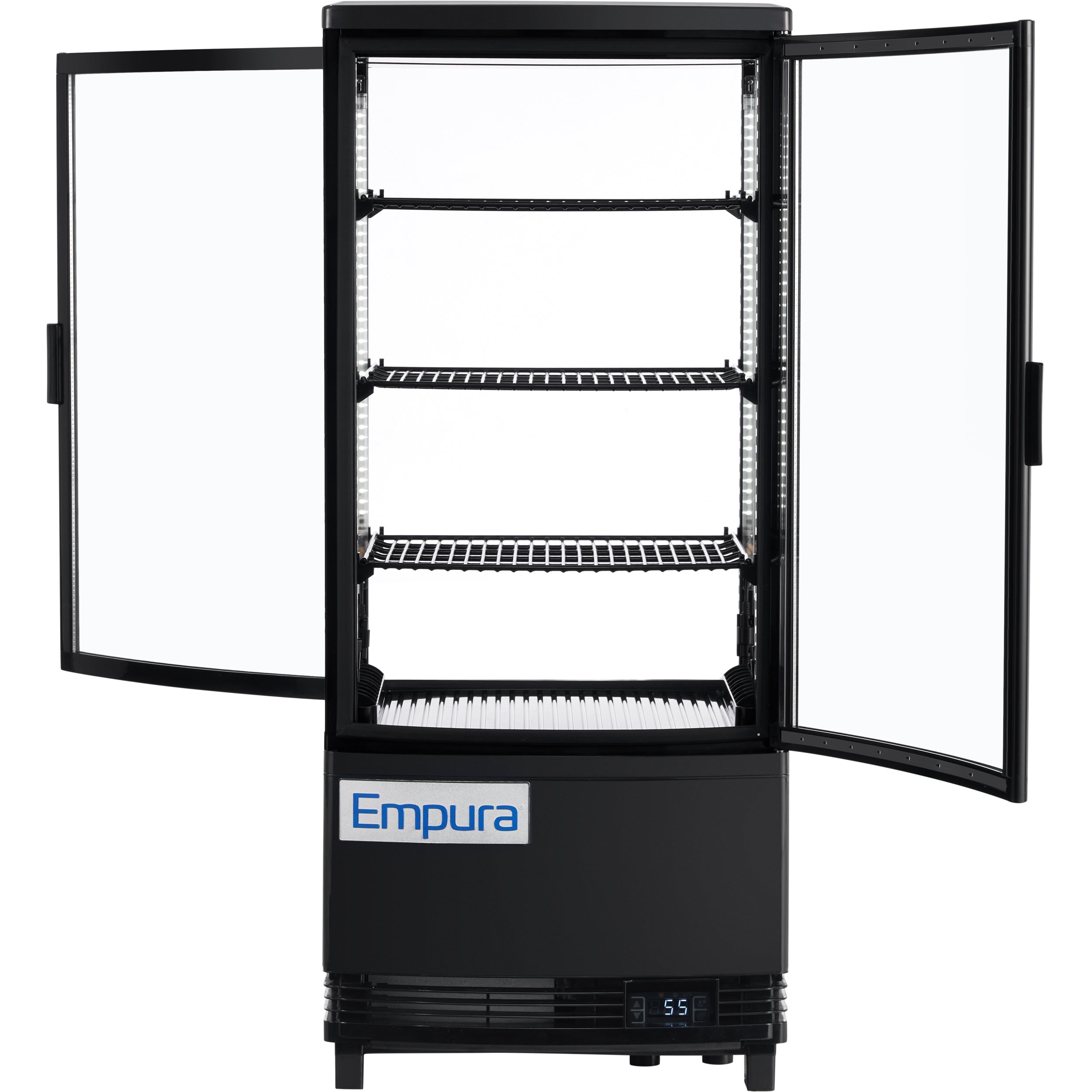 17" Black 2 Door Refrigerated Display Case Countertop - 3 cu ft
