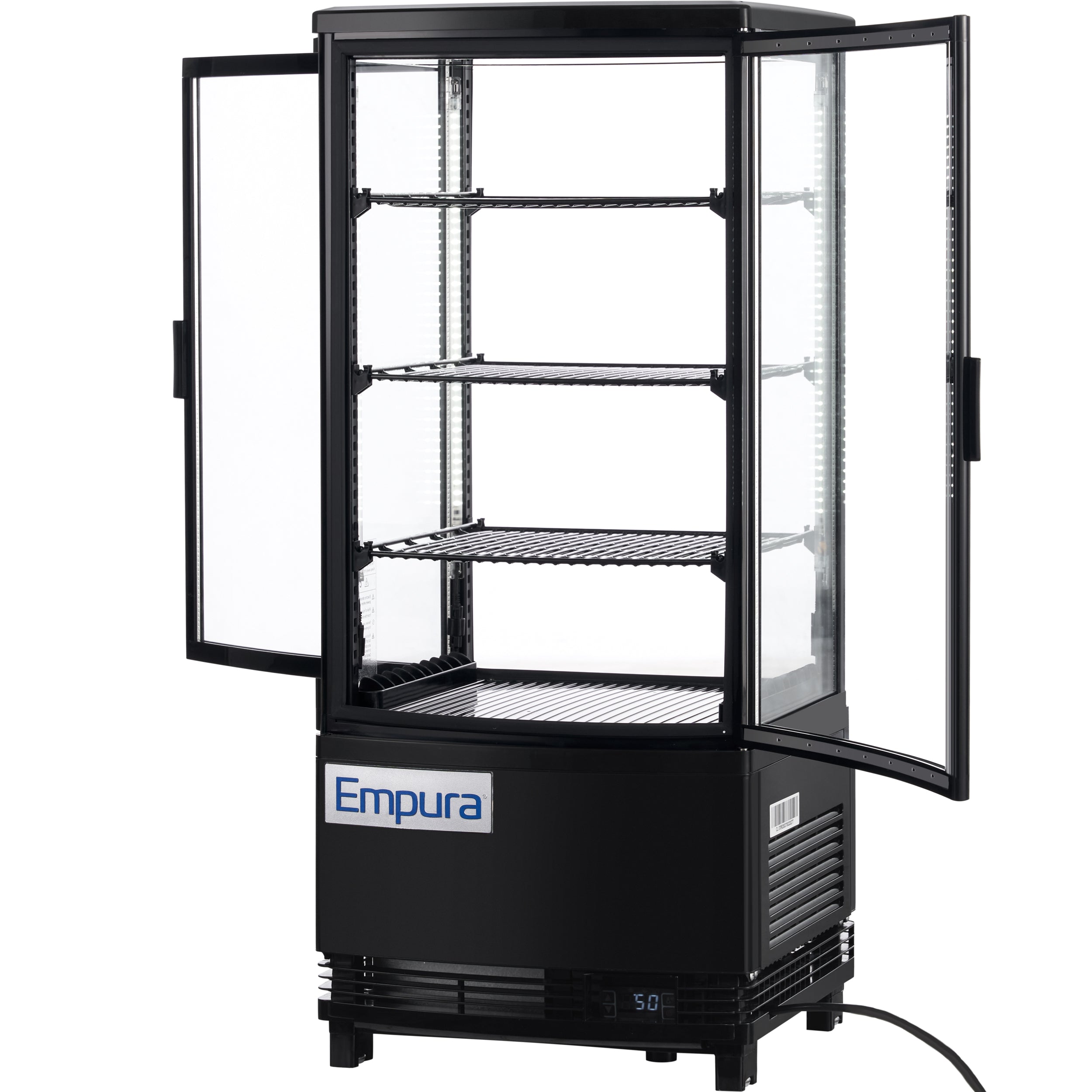 17" Black 2 Door Refrigerated Display Case Countertop - 3 cu ft