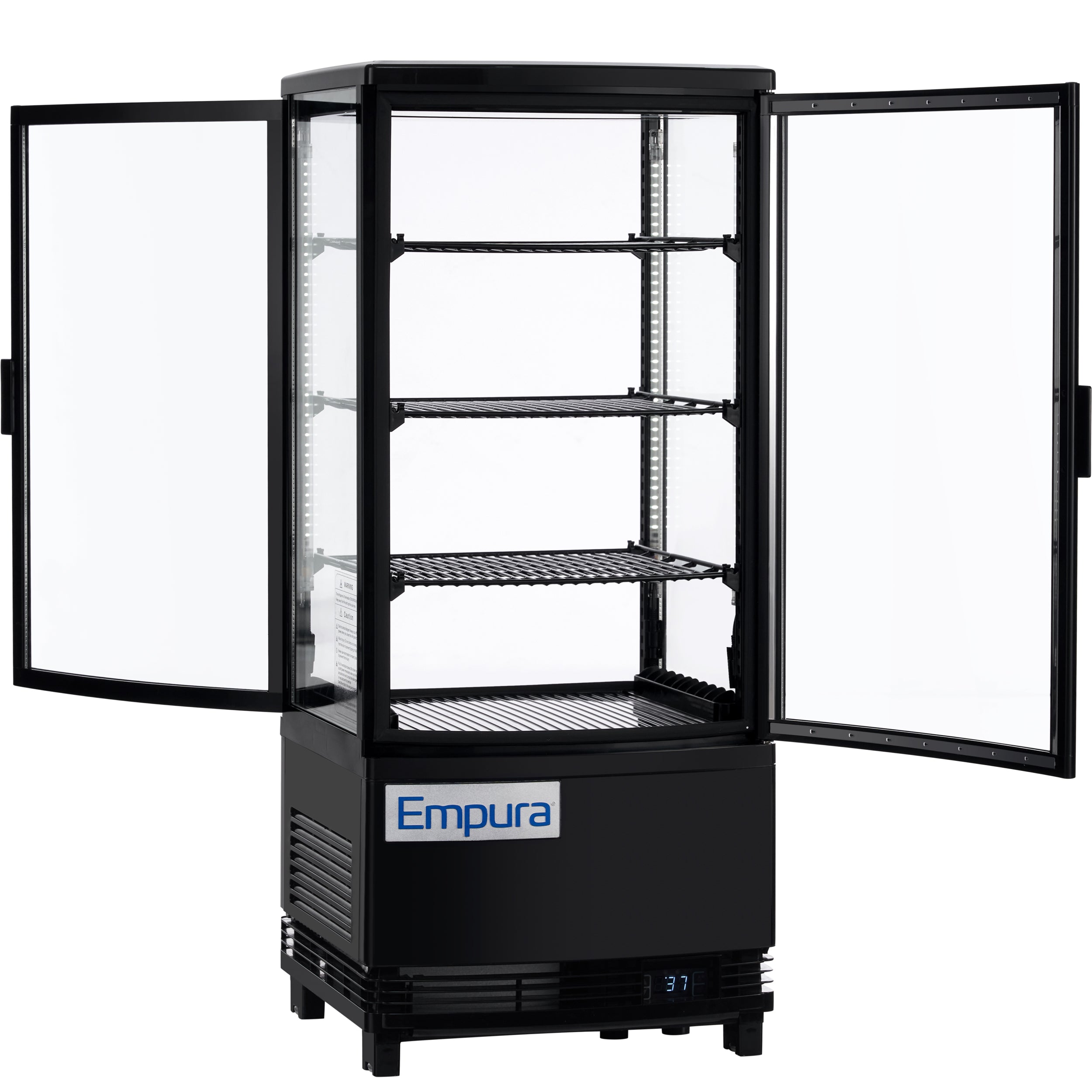 17" Black 2 Door Refrigerated Display Case Countertop - 3 cu ft