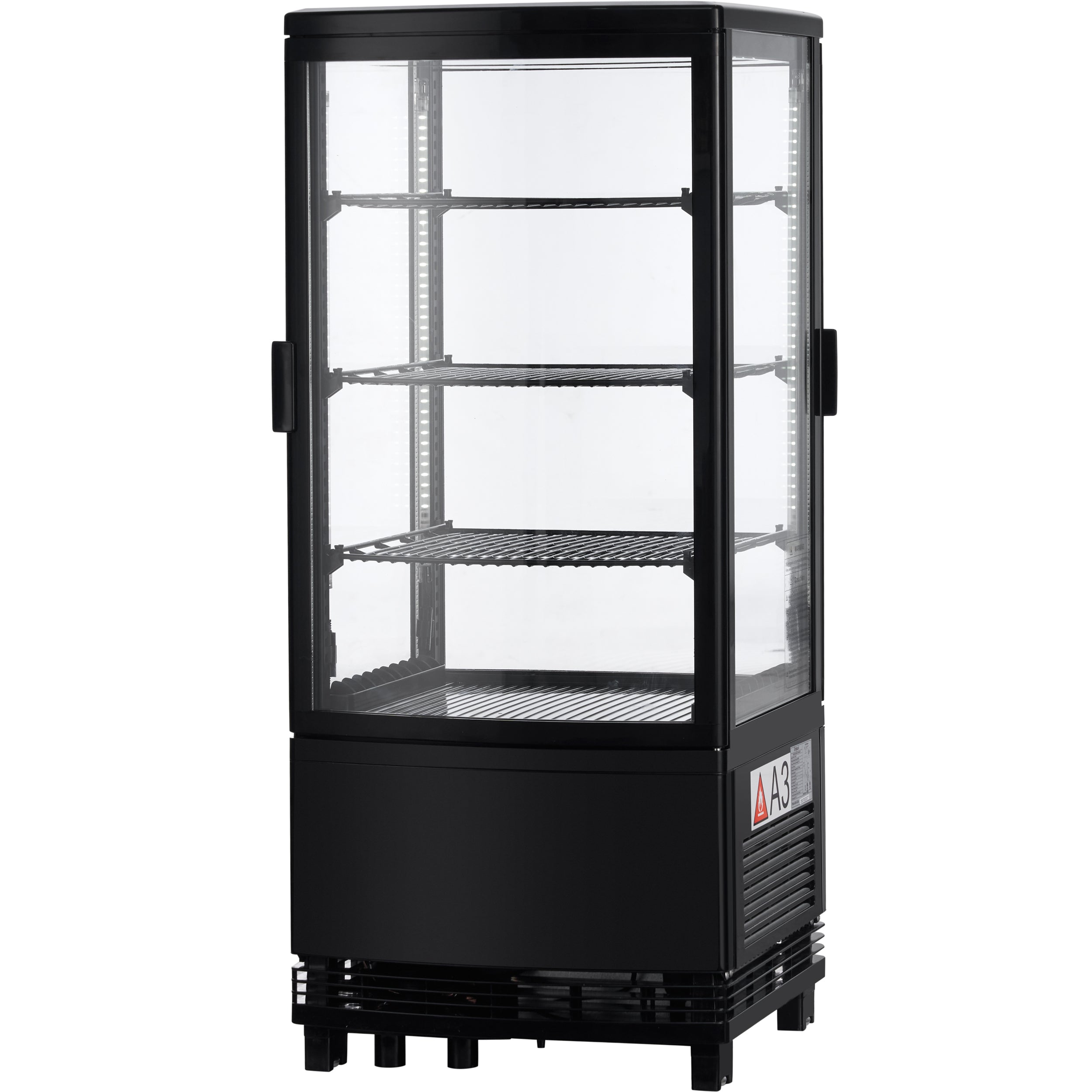 17" Black 2 Door Refrigerated Display Case Countertop - 3 cu ft