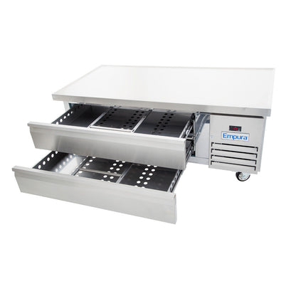 62" 2 Drawer Refrigerated Commercial Chef Base - 12" Depth Pan Equipment Stand, Refrigerated Base Empura